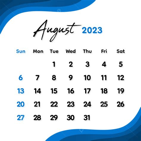 August 2023 Calendar Png Transparent August 2023 Calendar Png Free