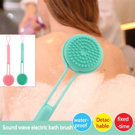 2019 silicone bath brush long handle rotating shower massage brush electric silicone shower
