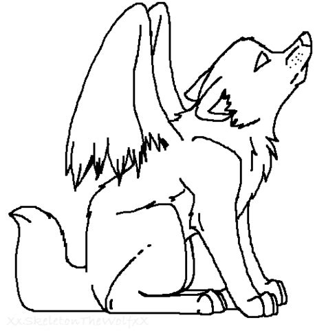 Angel Wolf Lineart By Xxskelly Booxx On Deviantart