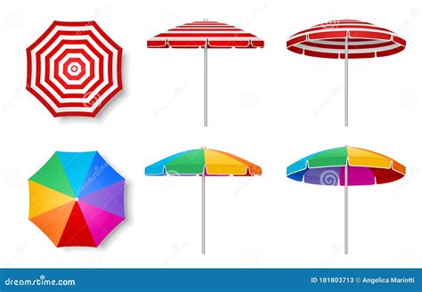 Set Of Colorful Beach Umbrellas Stock Vector Illustration Of Travel