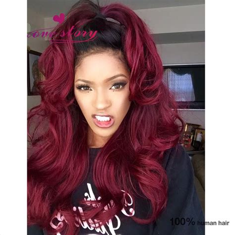 Burgundy Human Hair Wig Ombre Full Lace Human Hair Wigs