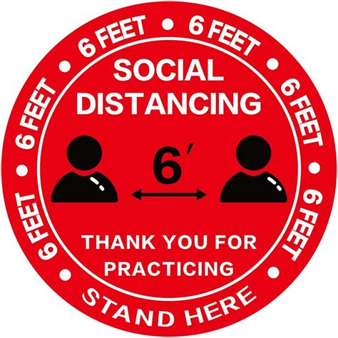 Social Distancing Floor Decal Stickers 30 Pack 8 Red Stand Floor