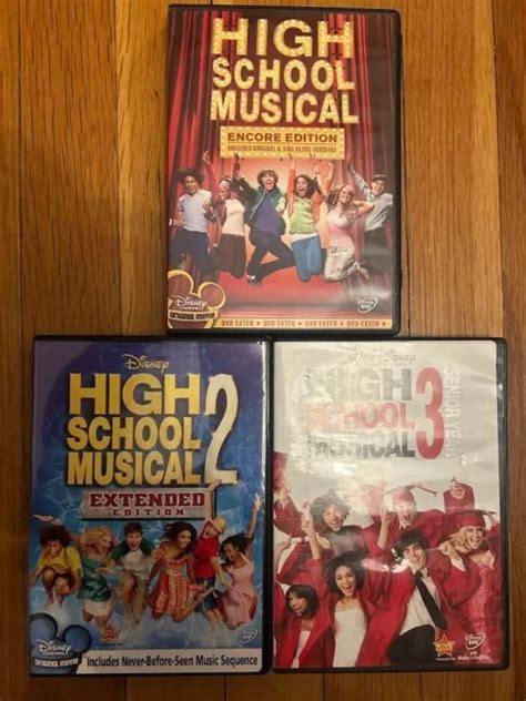 3 Disney High School Musical Dvd Lot High School Musical 1 2 And 3