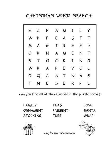 Easy Christmas Word Search Printable Word Search Printable Free For