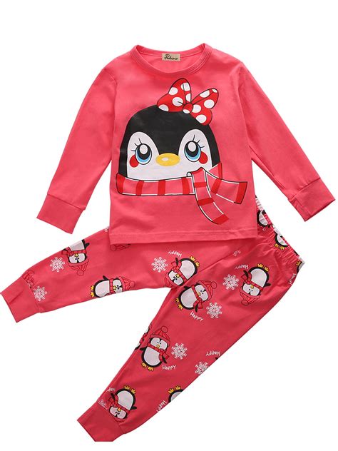 2pcs Cute Baby Girl Kids Topspants Sleepwear Nightwear Pajama Pjs Set