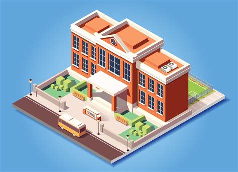 Isometric Building School Vector Illustration 2046992 Vector Art At