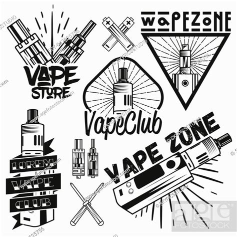Vector Set Of Vape Shop Labels In Vintage Style Design Elements Icons