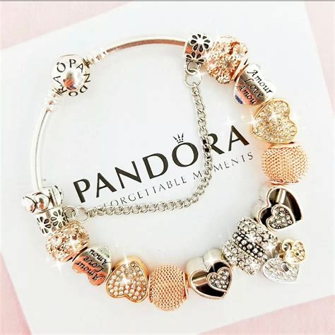 Authentic Pandora Charm Bracelet Silver Bangle With Love Heart Etsy