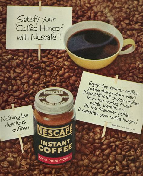 Vintage Coffee Advertisement 1956 Nescafe Instant Coffee Ad