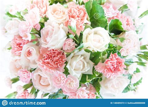 Bouquet Of Roses In Sweet Pastel Color Soft Focus Blurred
