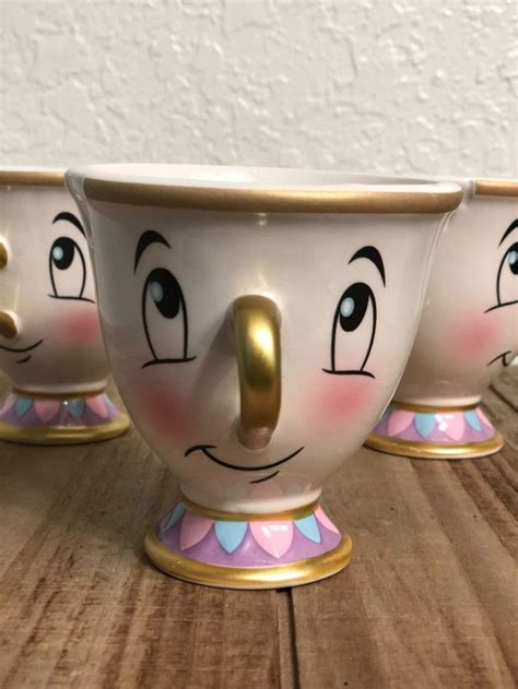 Disney Ceramic Beauty And The Beast Chip Cup Set Of 3 New With Tags