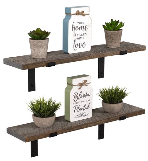 A compact shelf design will give you the opportunity to decorate without taking up too much space. Imperative Décor Rustic Wood Floating Shelves Wall Mounted ...
