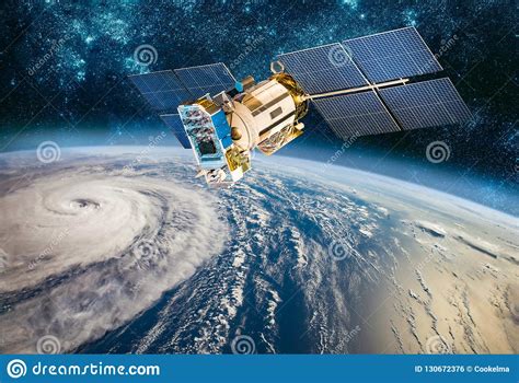Space Satellite Monitoring From Earth Orbit Weather From Space Stock