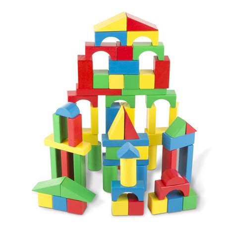 Buy Melissa And Doug Wooden Building Blocks Set 100 In 4 Colors And 9