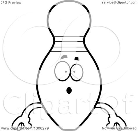 Lineart Clipart Of A Cartoon Black And White Surprised