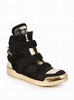 Balmain Zip-detail Suede & Leather High-top Sneakers in Black-Gold ...
