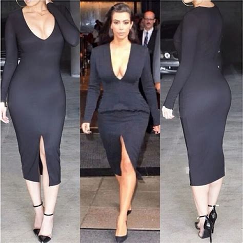 kim kardashian dress black autumn dress women 2017 sexy deep v long sleeve bodycon robe fourreau