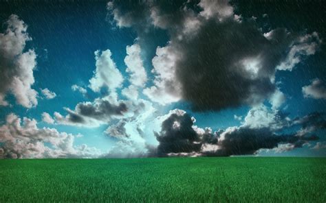Meadow Clouds Field Rain Wallpaper Coolwallpapersme