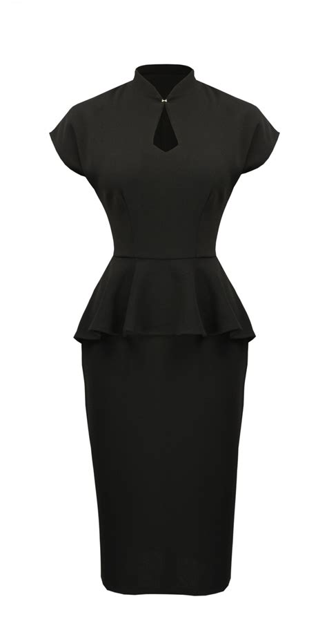 Black 1940s Peplum Dress By The House Of Foxy At The Boutique