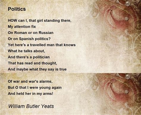 Politics Politics Poem By William Butler Yeats