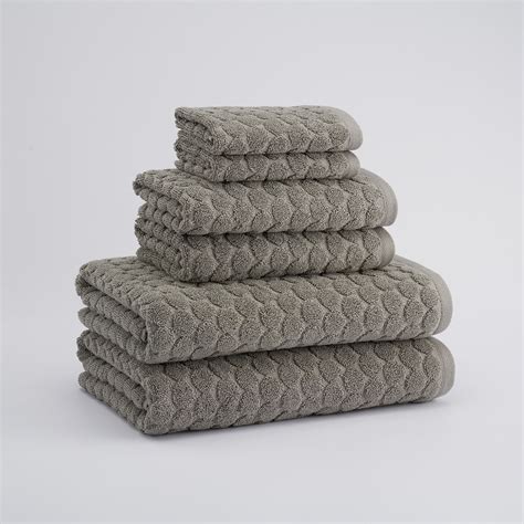 Cobblestone Textured Towels Set Of 6 Grey Truly Lou Touch Of