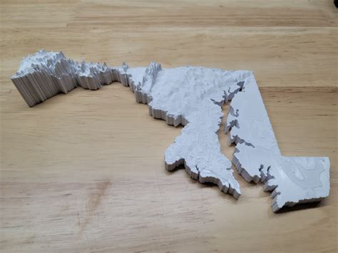 3d Printed Maryland Topographic Etsy