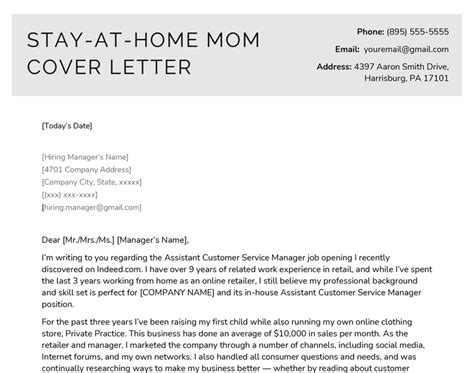 Cover Letter For Stay At Home Mom Returning To Work Home Rulend