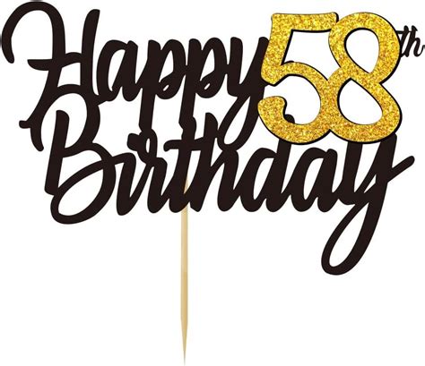 Happy 58th Birthday Cake Toppers Glitter 58th Anniversary