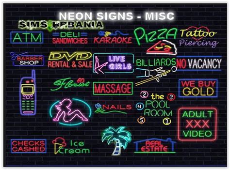 Signs Posters Neon Signs Sims Sims 4 Bedroom