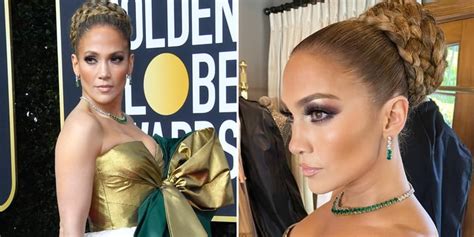 Jennifer Lopezs Giant Braided Bun At The Golden Globes Popsugar Beauty