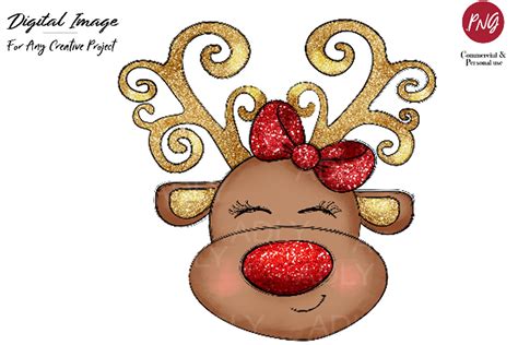 Reindeer Sublimation Christmas Clip Art Graphic By