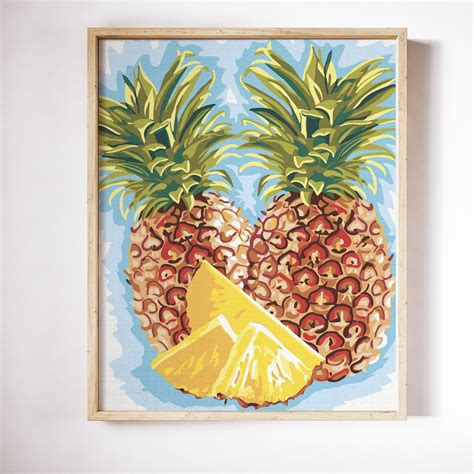 Pineapple Painting By Numbers Diy Kit Fruits Paint By Number Etsy