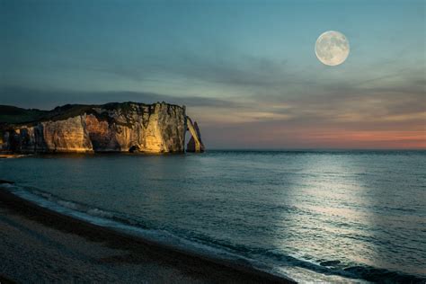 Full Moon Over Ocean Cliff