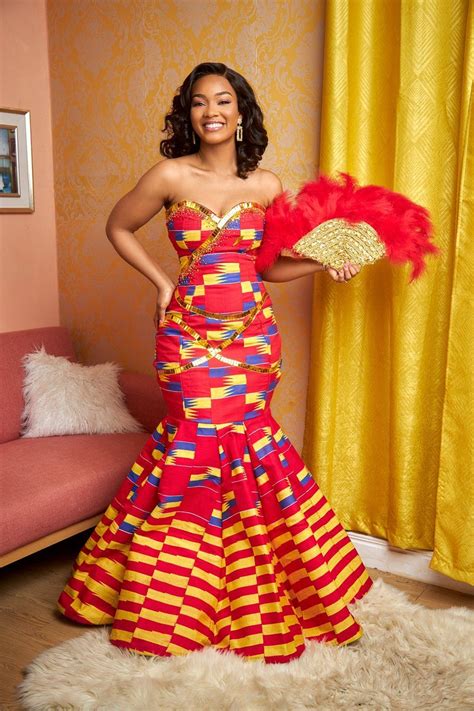 Red Kente Gown Kente Dress African Wear Dresses African Traditional Wear