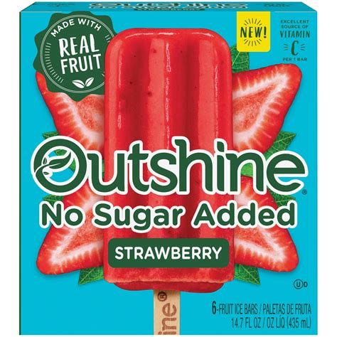 Outshine No Sugar Added Strawberry Frozen Fruit Ice Bars 6 Pack