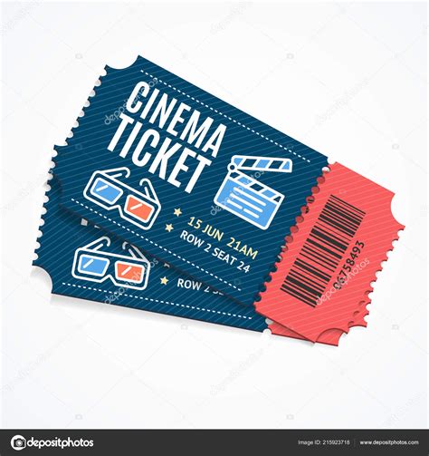 Cinema Movie Tickets Set with Elements. Vector — Stock ...