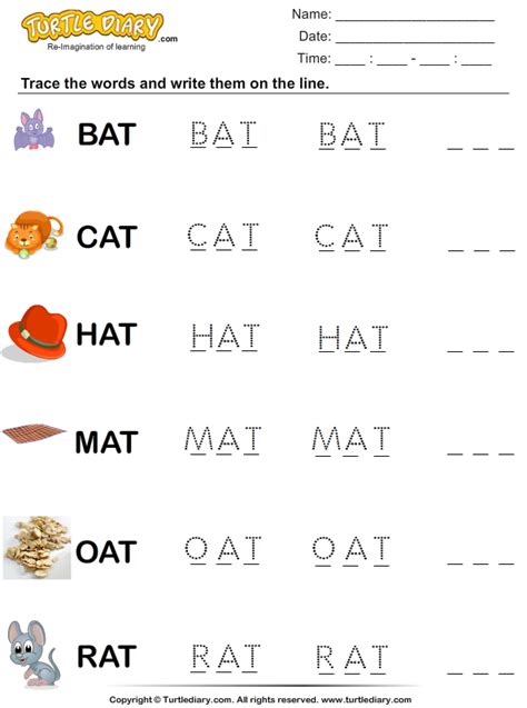 Read And Trace The Words Worksheet Turtle Diary Abc Tracing Worksheets