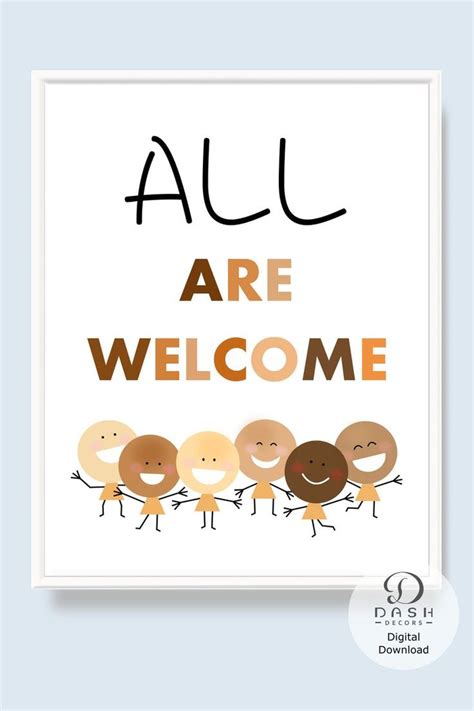 All Are Welcome Sign And Classroom Diversity Posters For Kids Etsy In