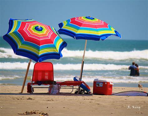 Two Umbrellas On The Beach In Texas Photograph By Roena King