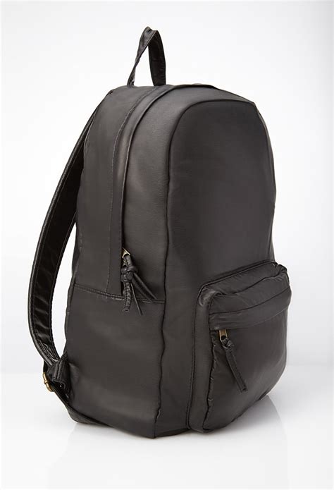 Mens Big Black Leather Backpack