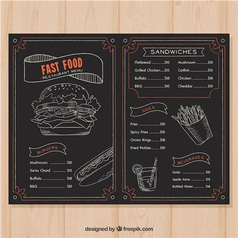 Free Vector Restaurant Menu In Blackboard Style