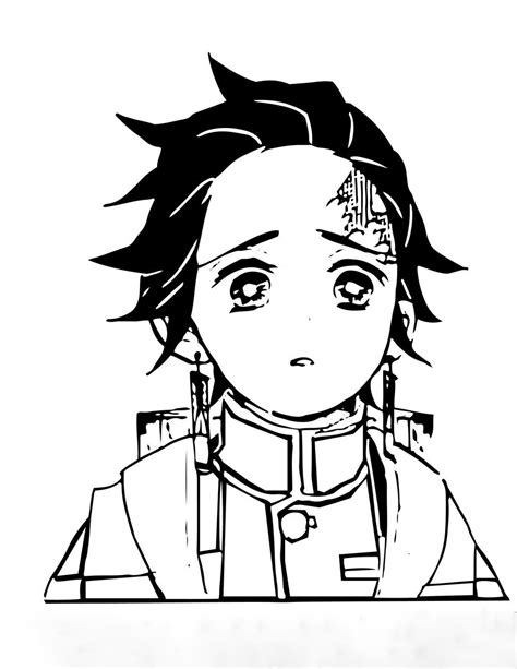Tanjiro portrait Coloring Pages - Demon Slayer Coloring Pages