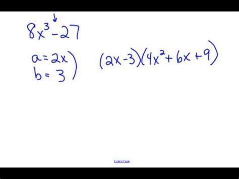 00:00 example of factoring the sum. Factoring perfect cubes.wmv - YouTube