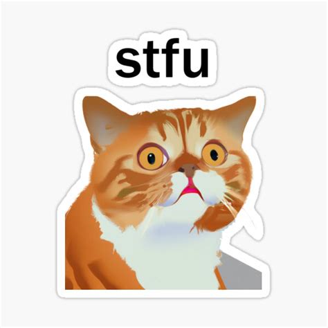 Meme Orange Cat Looking Surprised Stfu Sticker For Sale By Winsri