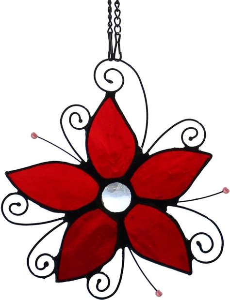 Bieye Wildflower Tiffany Stained Glass Window Hangings With Suction Cup Hook And