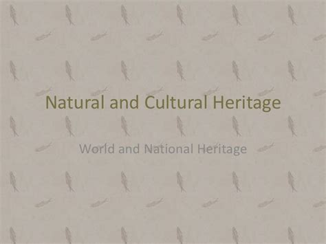 Natural And Cultural Heritage