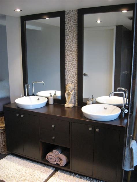 The mirror will beautifully lighten up your space with its sleek and clean lines finish. Decorative Bathroom Vanity Mirrors in Elegant Bathroom ...