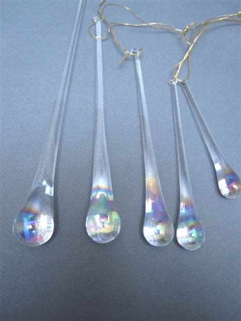 Handblown Solid Crystal Iridescent Glass Teardrop Icicles Etsy
