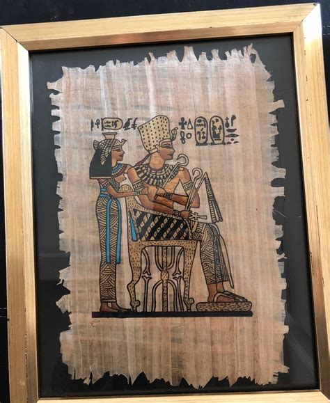 Authentic Hand Painted Egyptian Papyrus Of Cleopatra And Her Son