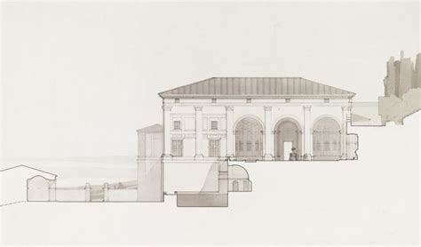 Villa Madama Rome Elevation Of The House With A Section Through The